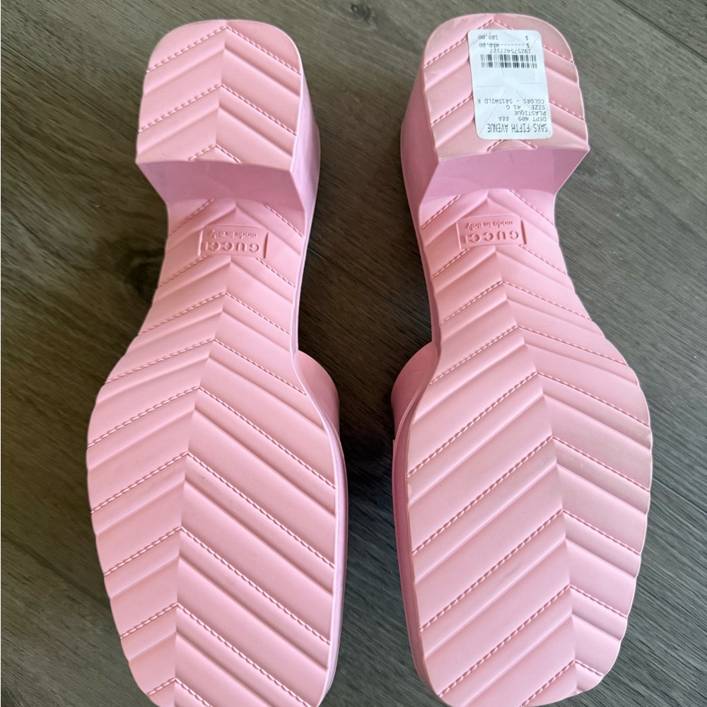 Gucci Woman’s Shoe Pink  Embossed Logo Mules woman’s 41 - Picture 6 of 6